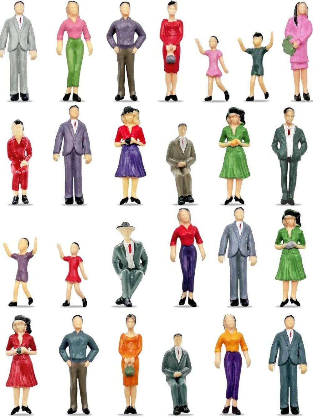 36 Pcs Miniature People Figurines 1:25 Scale Painted Dollhouse